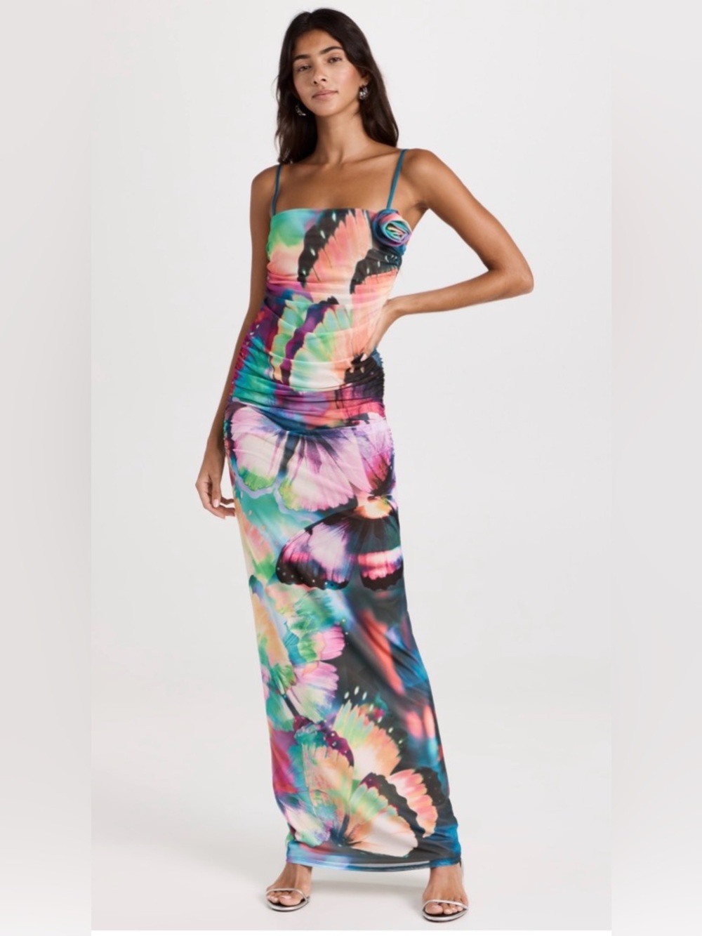 AFRM Jennan Illusion Ankle Dress Abstract Butterfly Size XS
